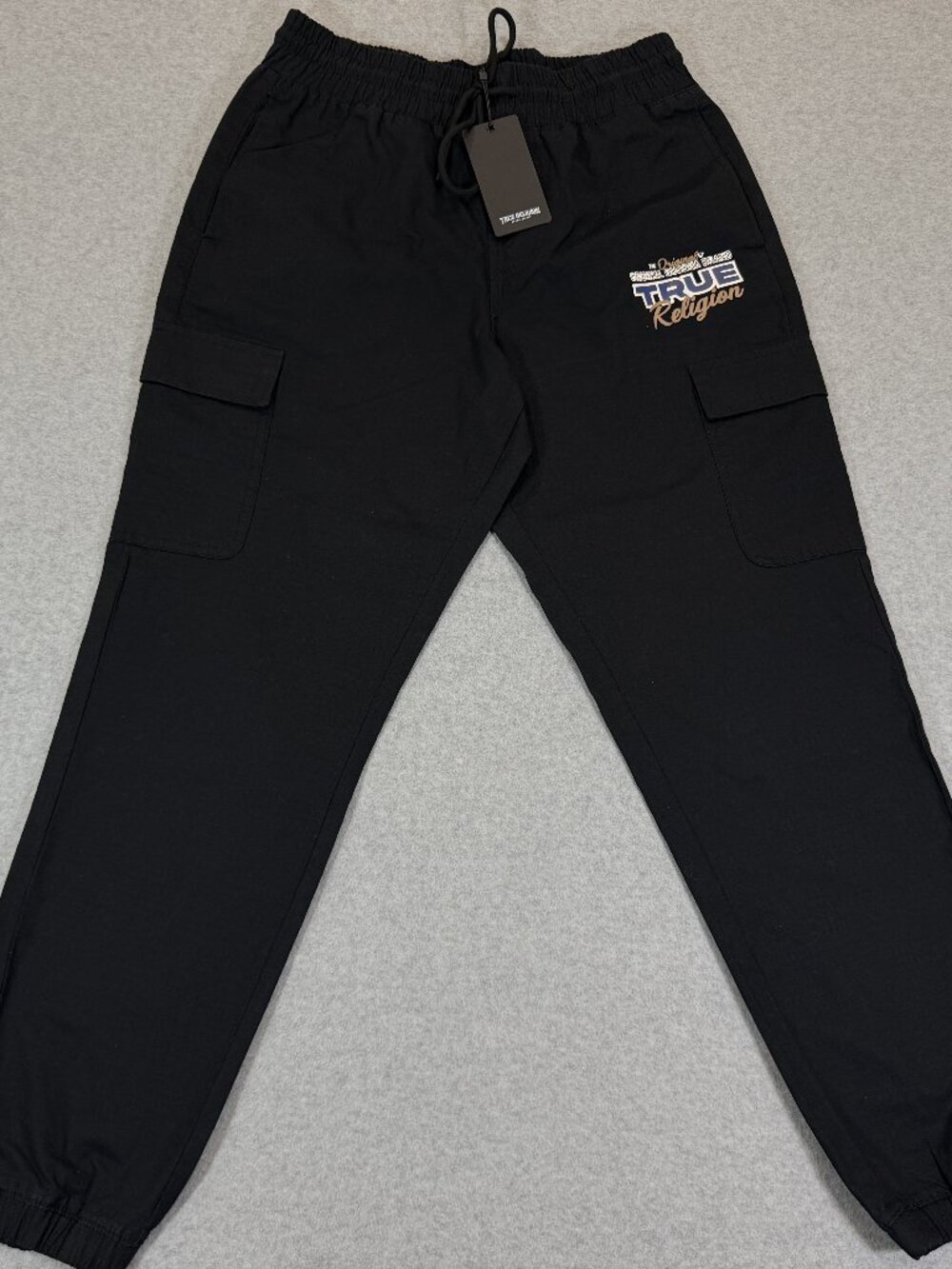 True Religion Ripstop Cargo Jogger Pants Mens Small Jet Black Pockets 700755 NWT